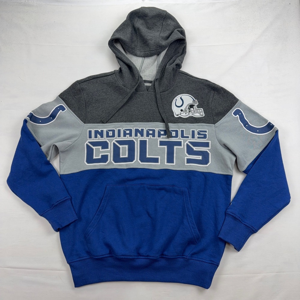 Starter Indianapolis Colts NFL Colorblock Hoodie Sweatshirt Men Size M Blue Grey